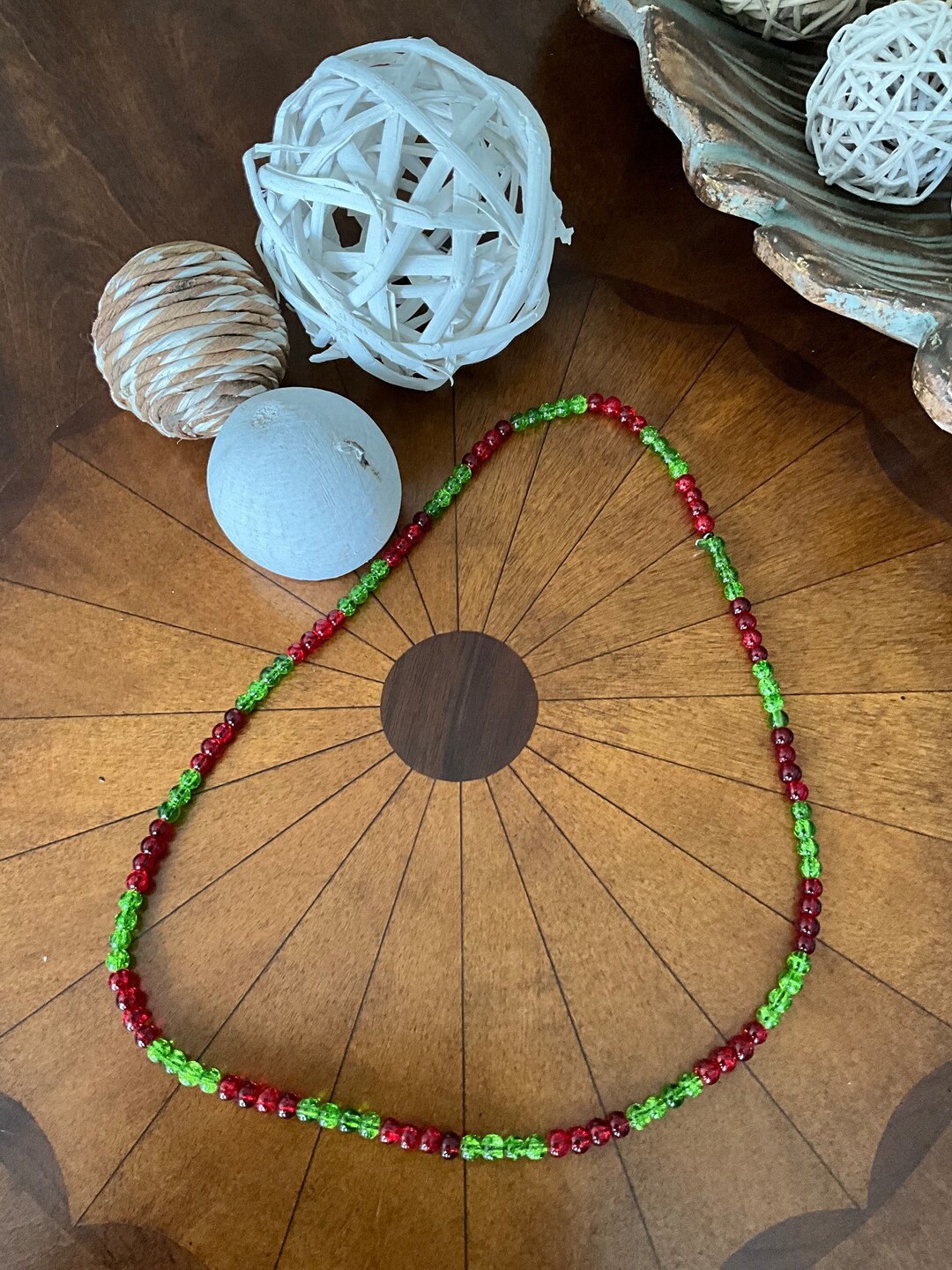 Long Beaded Christmas Necklace. - Etsy