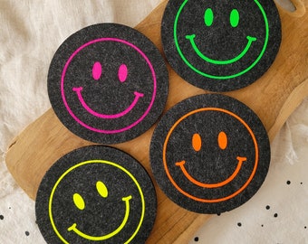 Smiley Filzuntersetzer | Neon Glasuntersetzer
