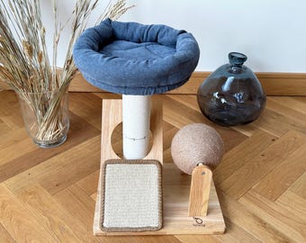 Solid Wood designed Cat Bed's with Scratch Board and Toy Ball