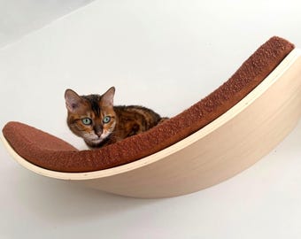 TailsUp - Amazing Value Ergonomic Designed Cat Shelf's – Arched and Curved Wall Furniture with Boucle Cushion