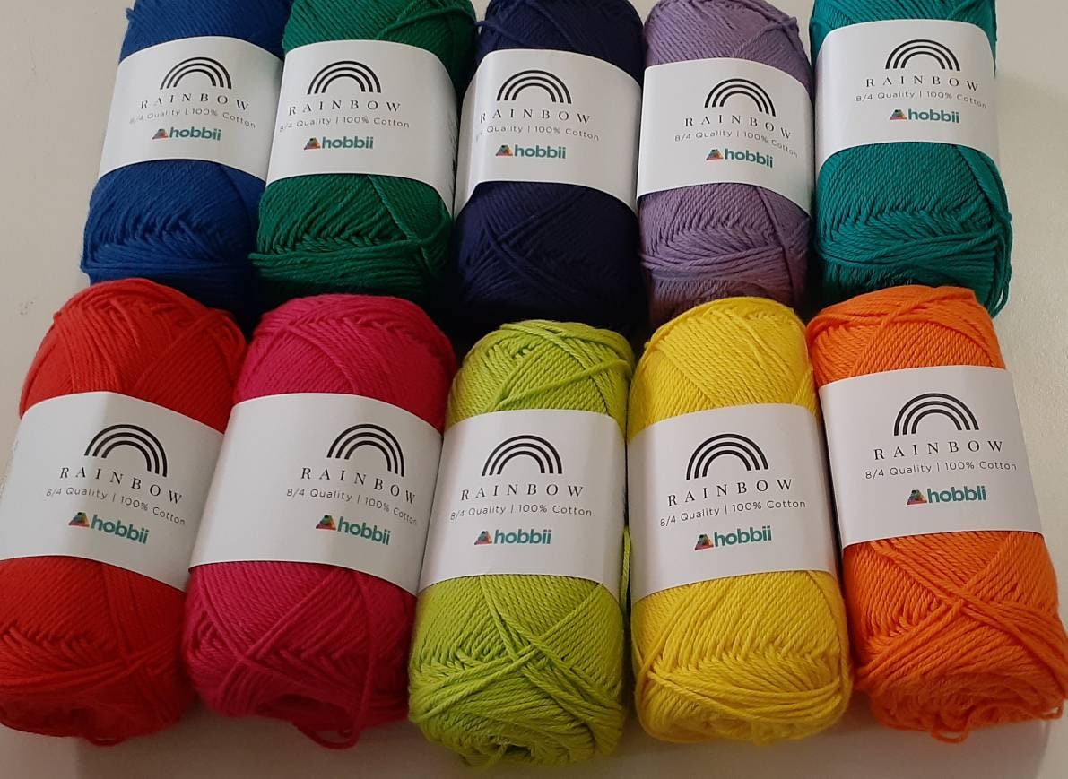 Hobbii Rainbow Cotton Yarn 8/4 100% cotton Color #99 Green 50g 186