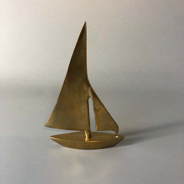 Vintage Brass Sailboat Figurine
