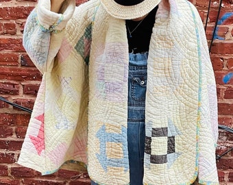 Vintage Patchwork Quilt handgemachter übergroßer Mantel