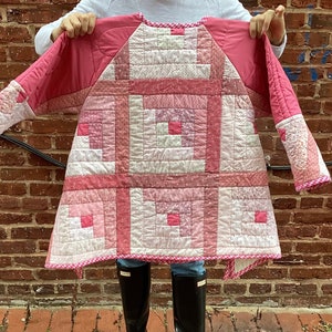 Preteen Girl/Petite Ladies Vintage Handmade Patchwork Quilt Oversized Swing Coat
