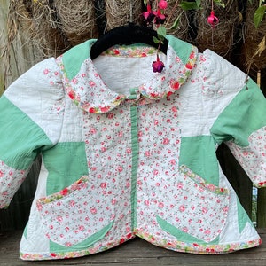 Tiny Girls Vintage Patchwork Quilt Handmade Swing Coat