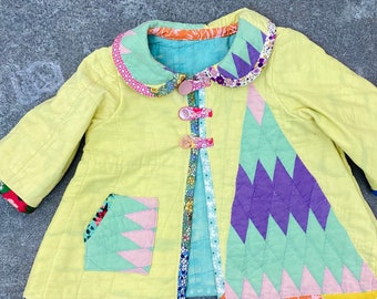 Little Girls Vintage Patchwork Quilt Handmade Swing Coat