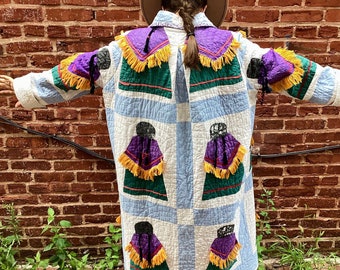 Vintage Quilt Handmade Oversized Duster Coat