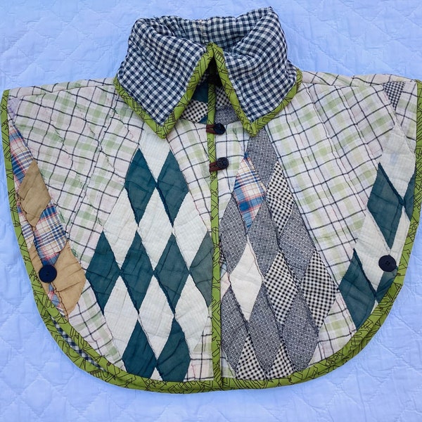 Little Girls vintage Patchwork Quilt Handmade Poncho Cape Coat