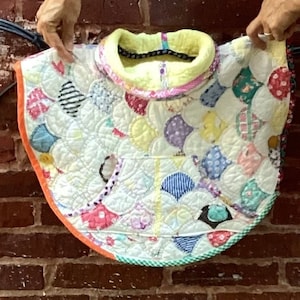 Little Girls Vintage Patchwork Quilt Handmade Poncho Cape Coat