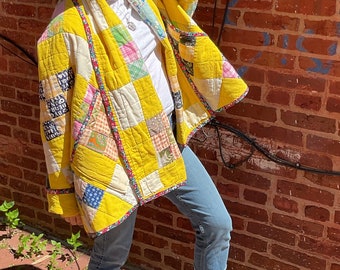 Vintage Patchwork Quilt Handmade Oversized Coat