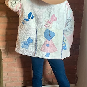 Vintage handgemachte Patchwork Quilt Oversized Pullover Kapuze Mantel Jacke