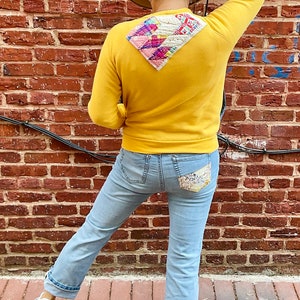 KC Vintage Quilt Patchwork Sweatshirt- Light Grey