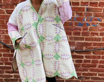 Vintage Patchwork Quilt Handmade Oversized Coat