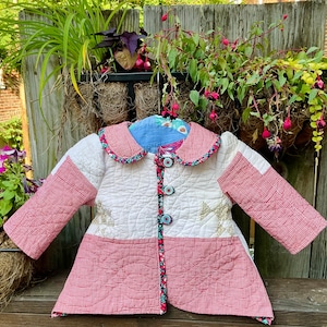 Little Girls Vintage Patchwork Quilt Handmade Swing Coat