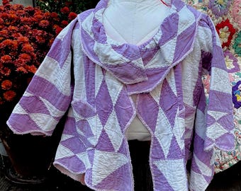 Little Girls Vintage Patchwork Quilt Handmade Swing Coat