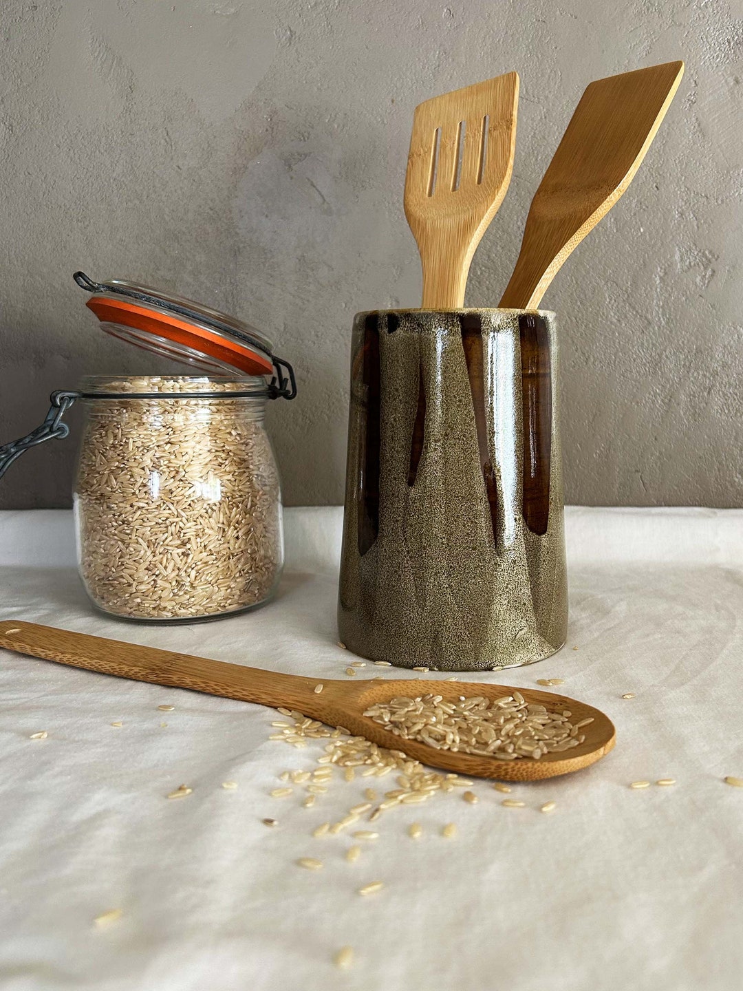 Ceramic Utensil Holder, Kitchen Utensil Holder, Handmade Utensil Holder