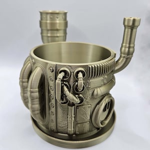Steampunk Pflanzgefäß: Mehrere Oberflächen, Rohre und Zahnräder
