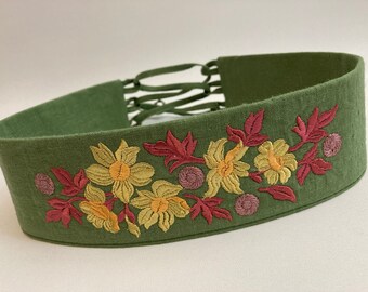 Linen Belt,Linen Belt With Embroidery,Flower Embroidery Belt, Linen,IN Stock,Accessories,Flax Belt For Clothes,Flax,