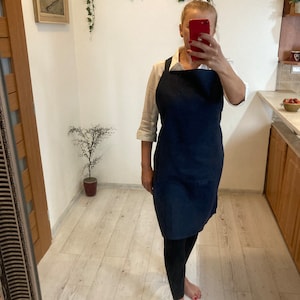Linen Personalized Apron,Embroidery,Kitchen,Embroidered Apron,Custom Kitchen,Apron,Schürzen,Monogramme,NAVY Blue Color
