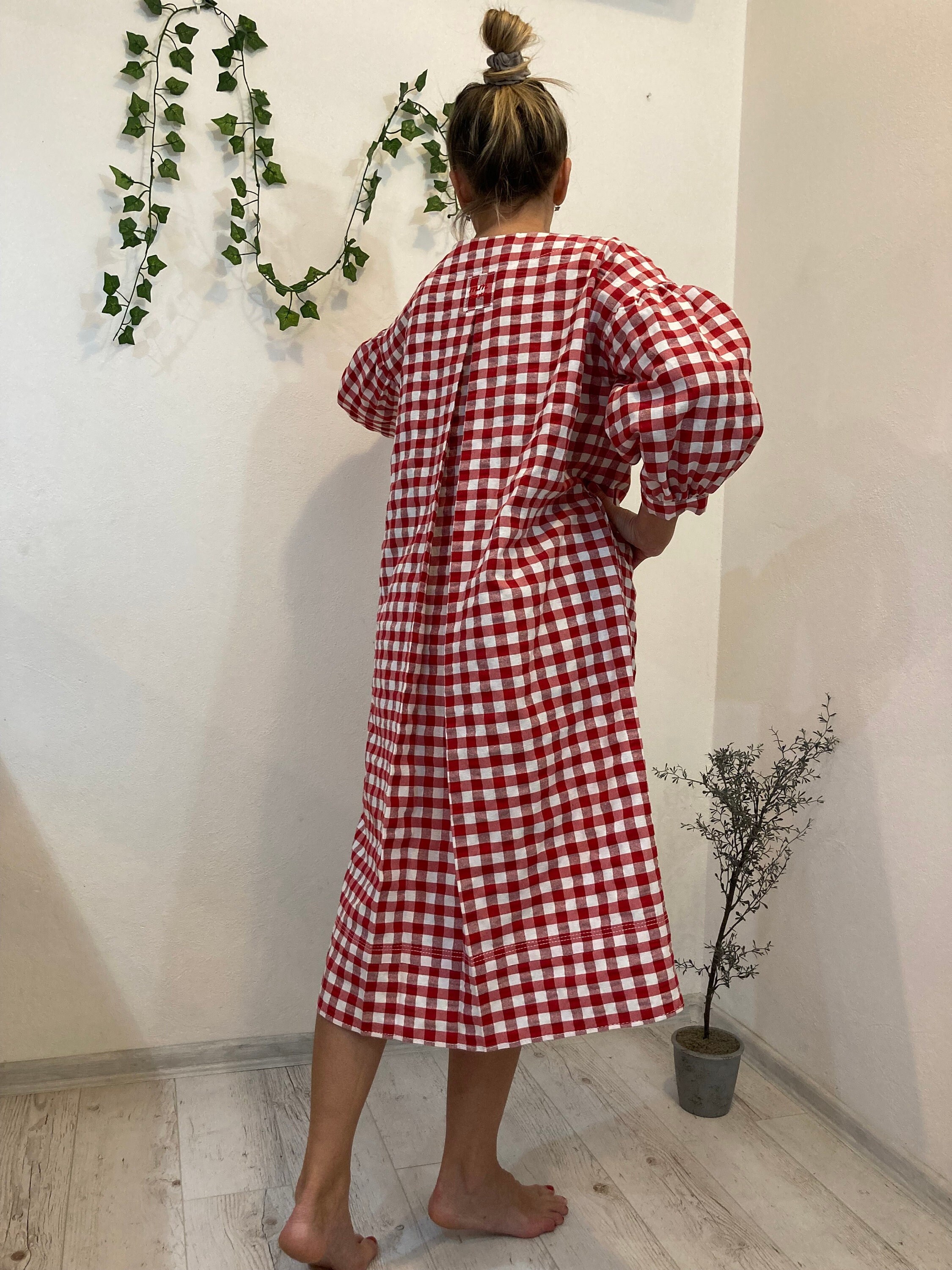 open lace back dress Burgundy Plaid Shirt Dress with Pockets