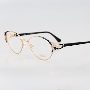 Diva 5066 S 2, Vintage 90s unique black & gold rhinestones cat eye glasses frames womens NOS