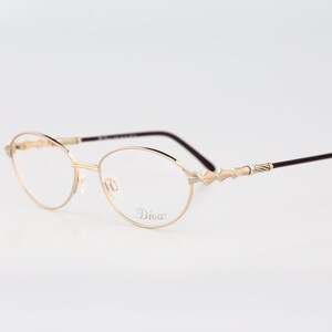 Diva 5149 74, Vintage 90s victorian rhinestones oval glasses frames womens NOS