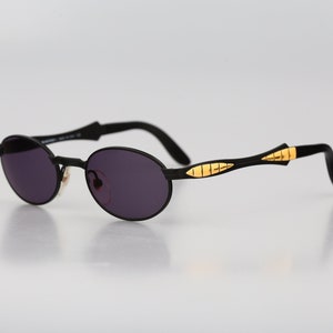 O Marines Space 2 Ne Or, Vintage 90s black and gold steampunk small oval sunglasses mens & women, NOS