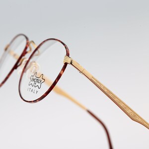 Luxottica 1223 G350 Gold plated 18K, Vintage 90s gold and tortoise panto round eyeglasses frames men & women  / NOS