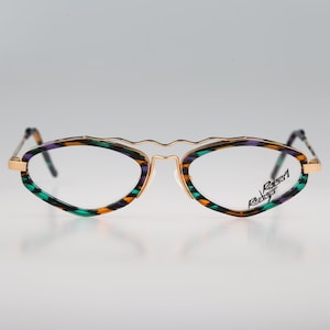 Robert Rudger 570 88, Vintage 90s unique gold & colorful crazy hexagon glasses frames womens NOS