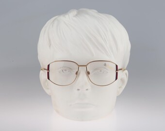 Silhouette M 6068 30 V 6052, Vintage 80s pink and gold square butterfly eyeglasses frames womens NOS