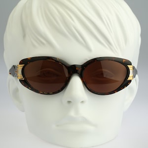 Anteprima Stefy, Vintage 90s unique gold & tortoise cat eye sunglasses women NOS