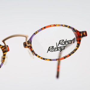 Robert Rudger 1130 146 09, Vintage 90s unique colorful small oval eyeglasses frames mens & womens NOS