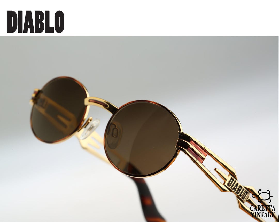 Diablo D30 36M, Vintage 90s Unique Steampunk Gold & Tortoise Oval