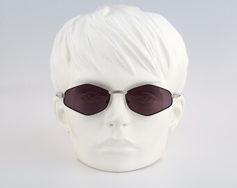 Per Spook Paris Etoile 003 Hand made in France, Vintage 90s black and white hexagon sunglasses women NOS