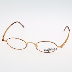 Robert Rudger 1900 245 13, Vintage 90s tortoise & gold steampunk oval eyeglasses frames mens and womens NOS