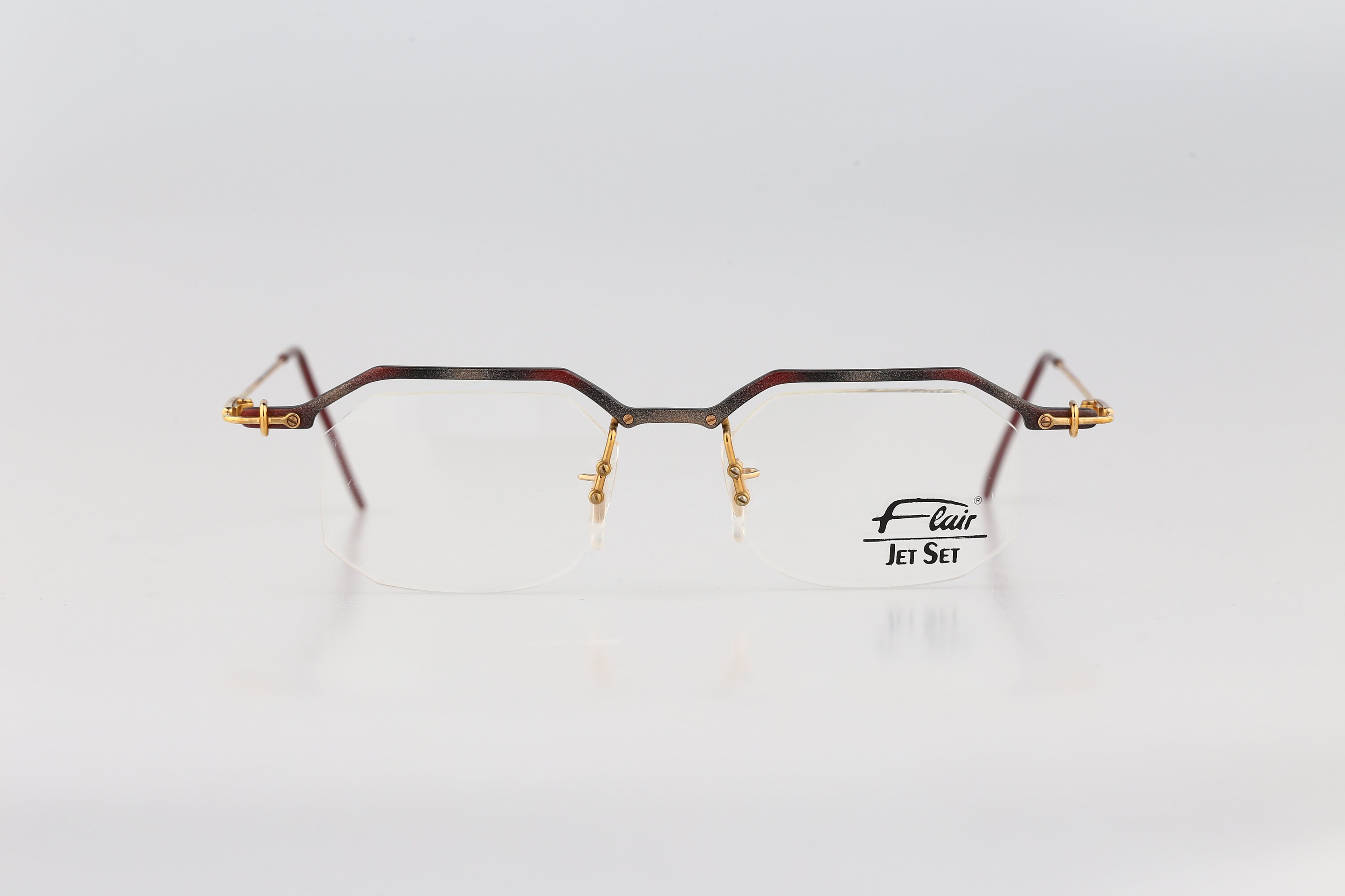 Flair Jet Set 769 563, Vintage 90s Gold & Tortoise Semi Rimless