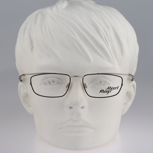 Robert Rudger 2192 148 22, Vintage 90s unique black & silver steampunk rectangle eyeglasses frames womens NOS