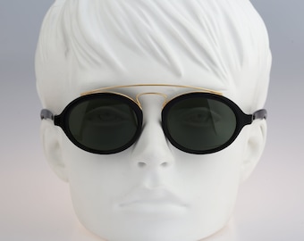 Ray Ban BL Gatsby Style 6 W0940, Vintage 90s black & gold oval aviator sunglasses men and womenNOS
