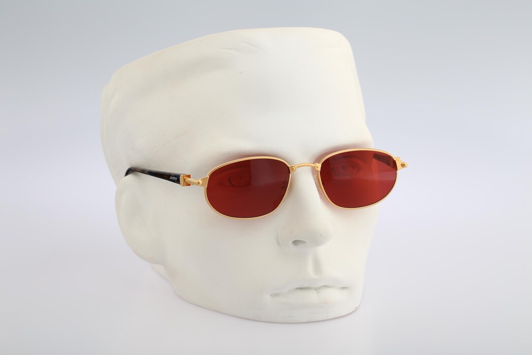 Jacomo 219 02, Vintage 90s Red Lenses Matte Gold and Colorful