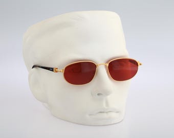 Jacomo 219 02, Vintage 90s Red Lenses Matte Gold and Colorful