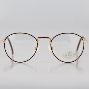 Senator Team 24, Vintage 90s gold and tortoise panto round eyeglasses frames mens & womens NOS