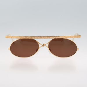 MCS, Vintage 80s gold unique victorian oval sunglasses mens & women, NOS