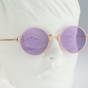Clear circle sunglasses, Silhouette M 2742 /20 C 1870, Vintage 90s unique small round tinted purple sunglasses women NOS