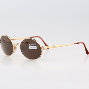 Valentino 678 903, Vintage 90s gold steampunk oval sunglasses mens & women, NOS