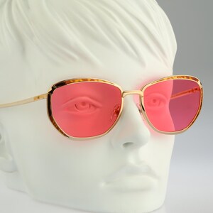 Lunettes De Soleil Vintage Helena Rubinstein Années 80 - Monture Or, Accents Rouges