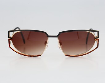 Silhouette M 6119, Vintage 90s unique black & tortoise unique oval sunglasses women, NOS