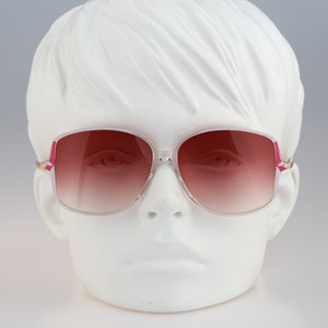 Silhouette M 1767 20 C 2023, Vintage 80s pink lenses clear & white oversized square sunglasses women / NOS