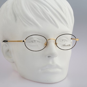 Annabella 439 1, Vintage 90s black & gold small oval eyeglasses frames womens NOS