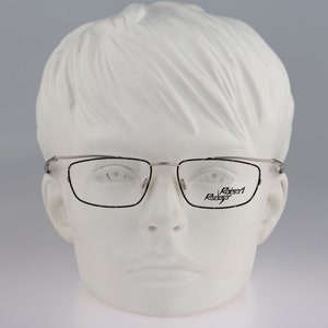 Robert Rudger 2192 010 R8, Vintage 90s unique black & silver steampunk rectangle eyeglasses frames womens NOS