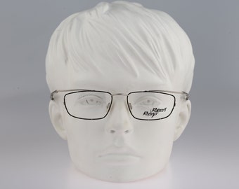 Robert Rudger 2192 010 R8, Vintage 90s unique black & silver steampunk rectangle eyeglasses frames womens NOS